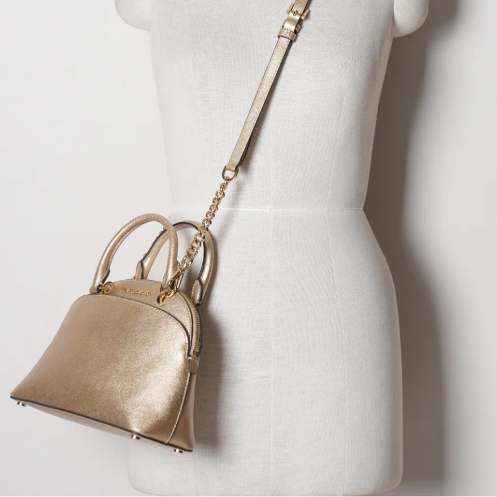 Michael Kors Emmy Gold Satchel with Dome Shape and Structured Design - Picture 7 of 8